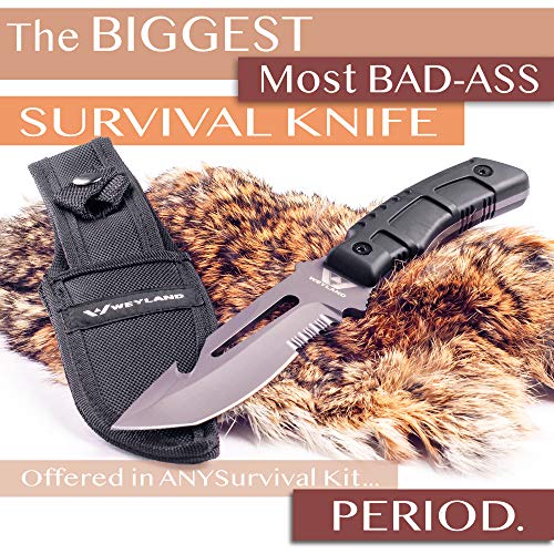 Weyland Ultimate Survival Kit – 11-in-1 Outdoor Gear with Survival Knife, Fire Starter, Compass, Multitool, Paracord Bracelet, & Case for Camping, Hiking, Emergency Preparedness - Thumbnail 7
