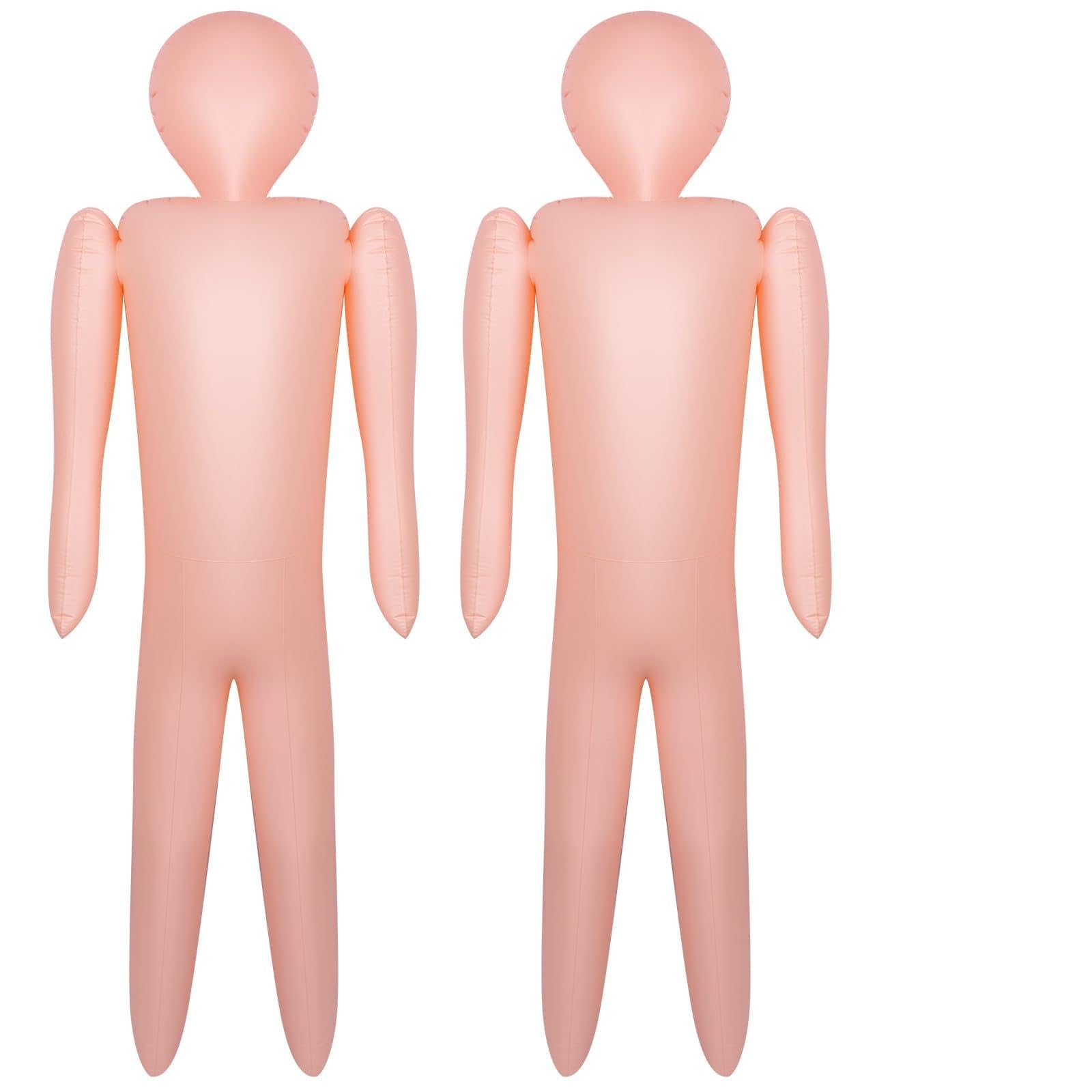 ULELE 2 Pack 60 Inch Inflatable Body Mannequin Full Size Dead Body Bag Cosplay Prop with Tattoo DIY Halloween Fake Body Decorations Fake Corpse in Bag for Garden Patio Lawn Yard