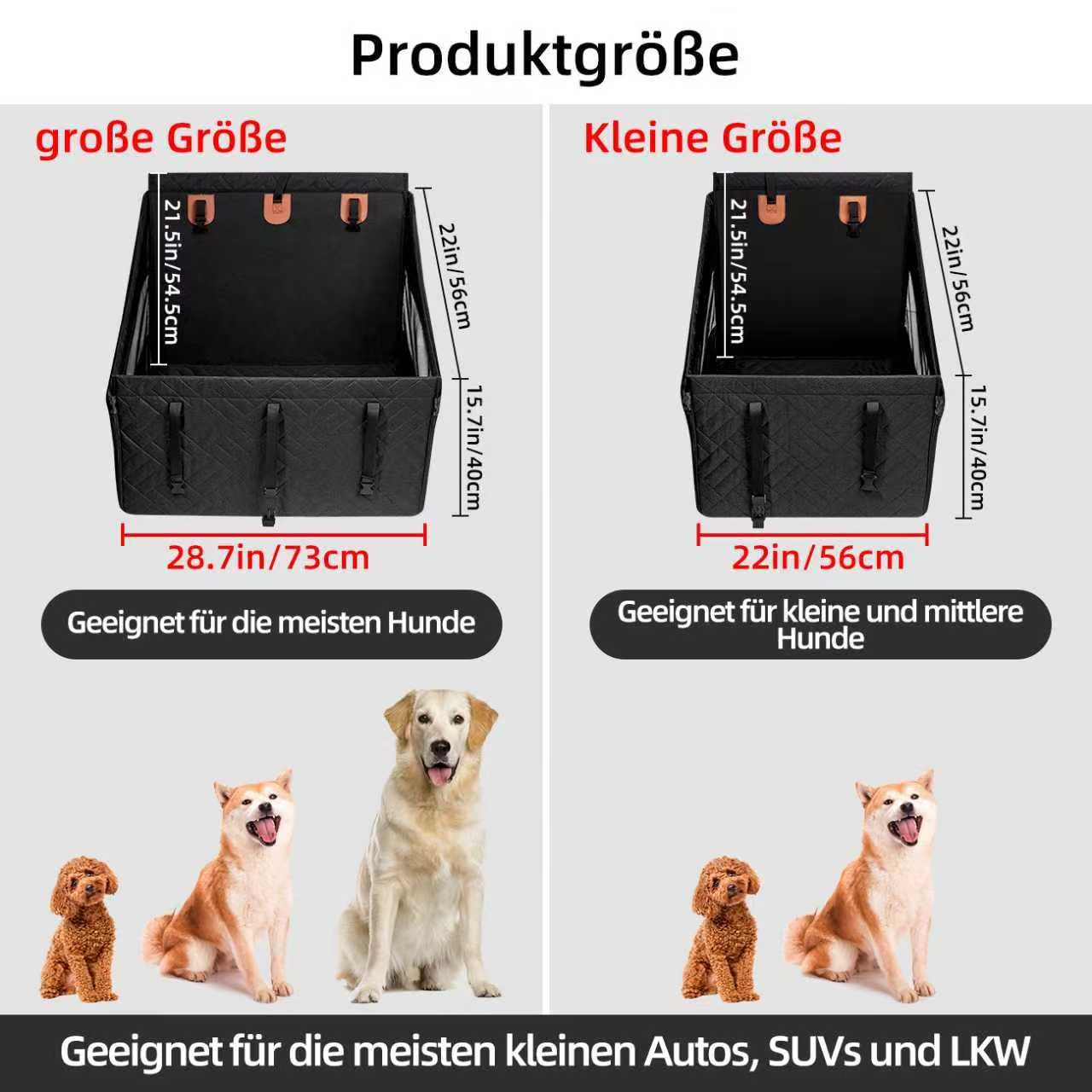 GGW Hundesitz für Großhunde, Rücksitzverlängerung & wasserdicht, robust, Schwarz L