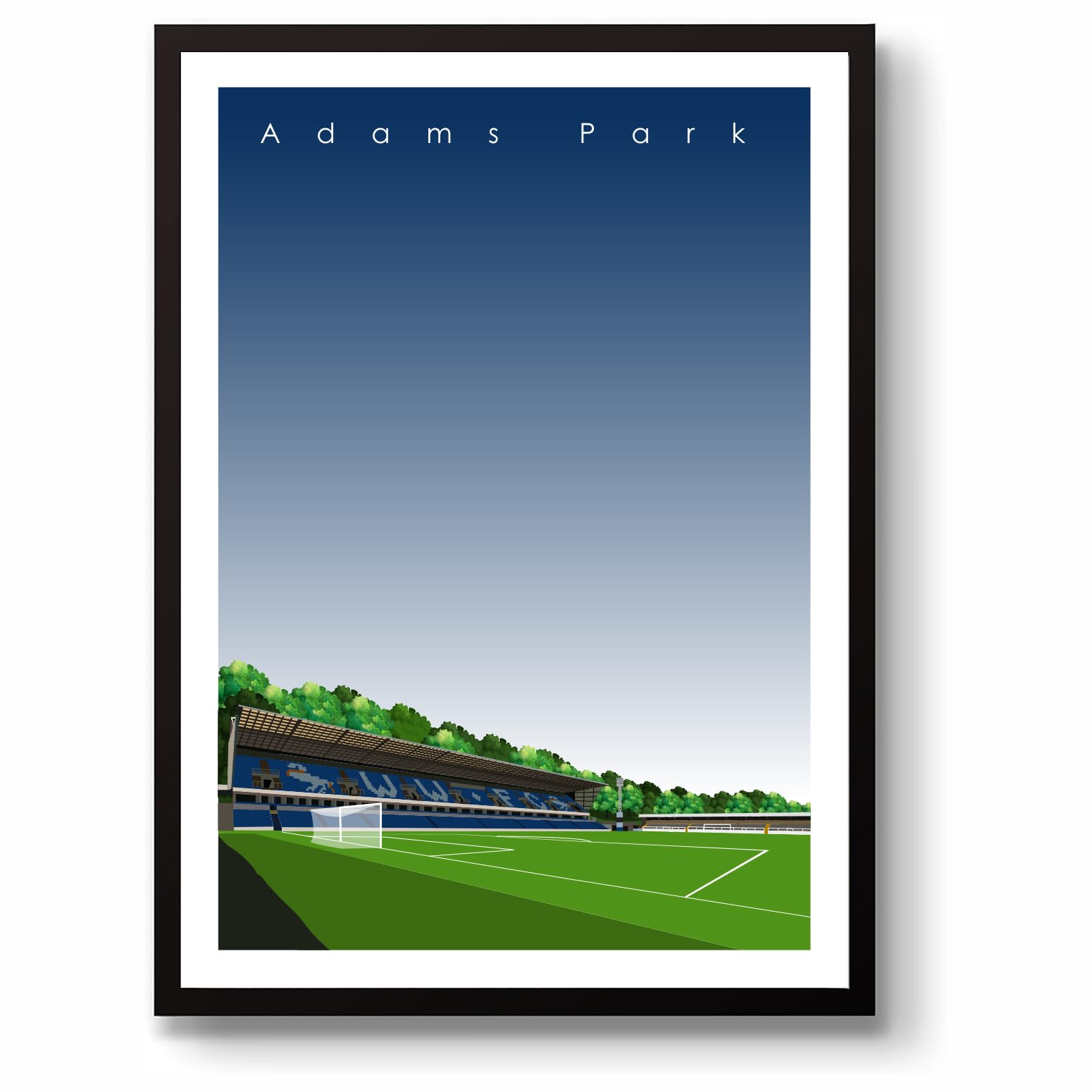 Grounddesigns Men's Blue And White Wycombe Wanderers Fc Adams Park Stadium Wall Art