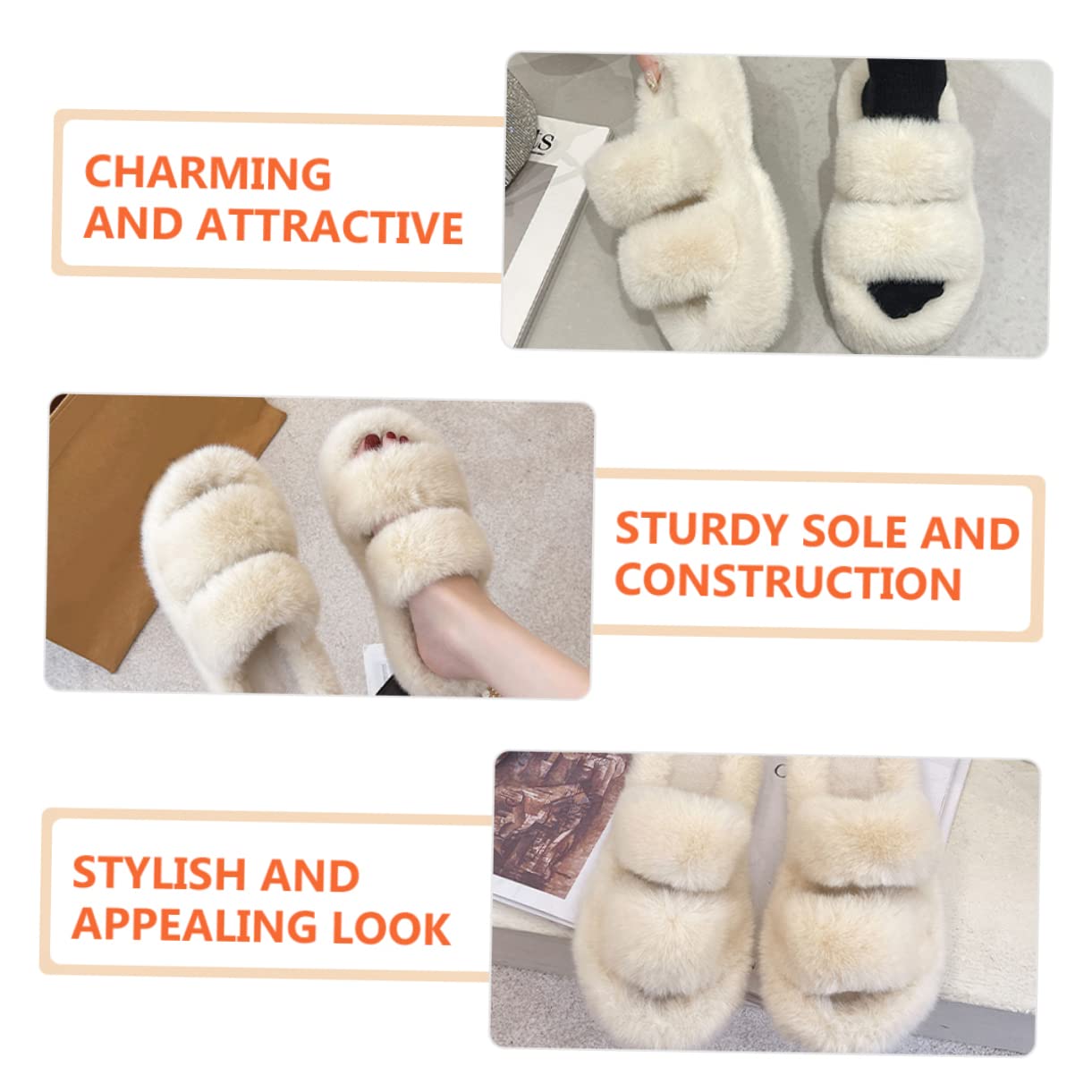 Pantofole Di Pelliccia Pantofole Da Bottino Da Donna Pantofole Da Morbide Pantofole Da Donna Diapositive Fuzzy Per Le Donne Gomma Da Cancellare Bianca