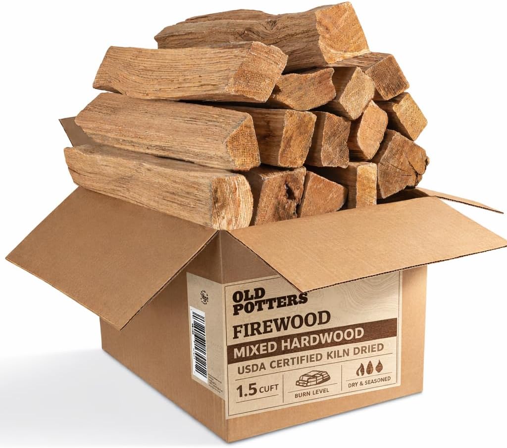 Old Potter Kiln Dried Firewood, ~1.5 Cu Ft ~ 38-45 lbs, for Solo Stove, Firepits and Fireplaces or Cooking, 16 Inch Logs, Mixed Hardwood