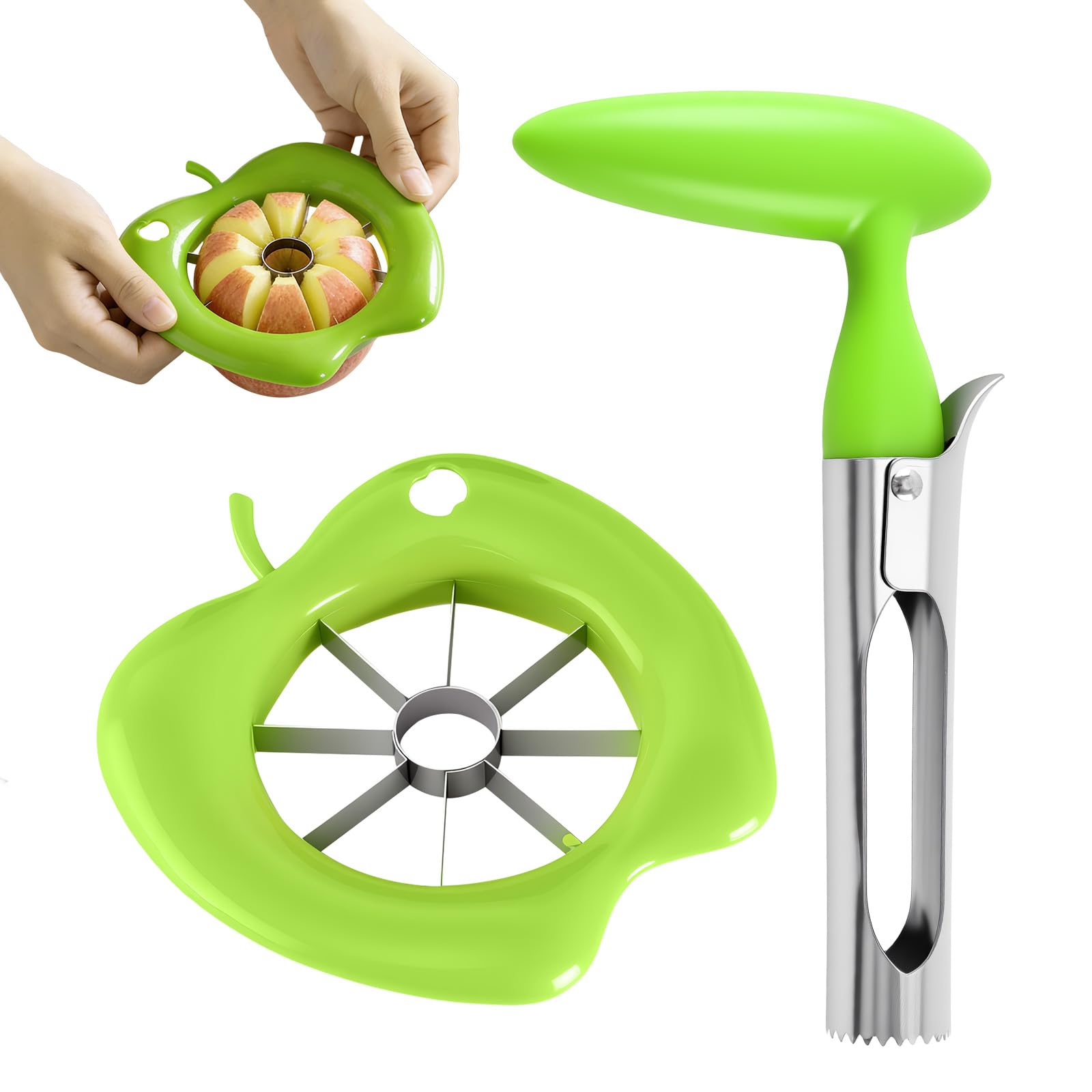 XdealCozyxc Apple Cutter and Corer, Stainless Steel Fruits Slicer and Corer Remover Tool with Ergonomic Handles