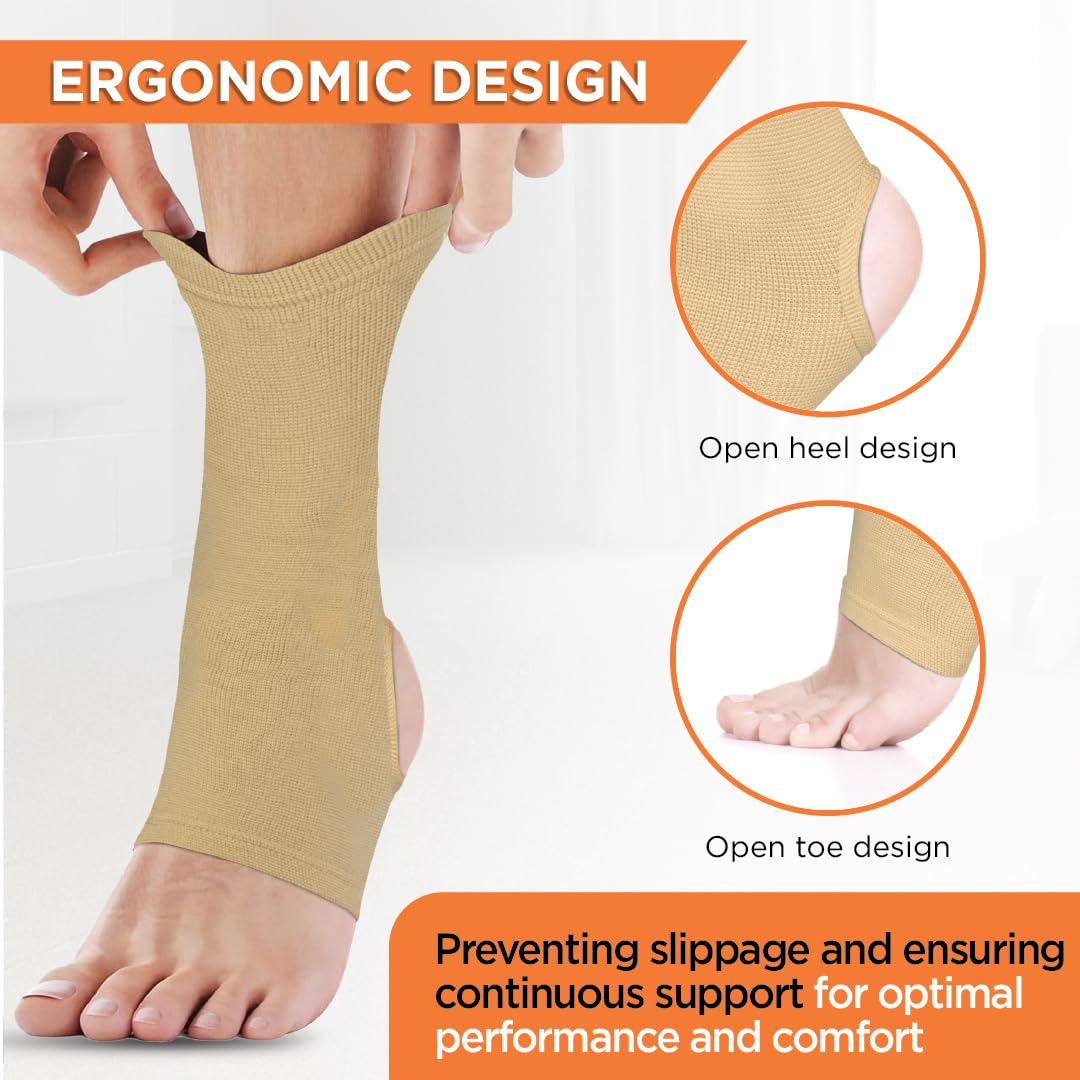 Vissco Anklet, Ankle Support for Injured Ankles, Arthritic Pain, Swelling, Stiff Joints, Pain Reliever for Strained or Sprained Ankles - Small (Beige) - Image 2 thumbnail