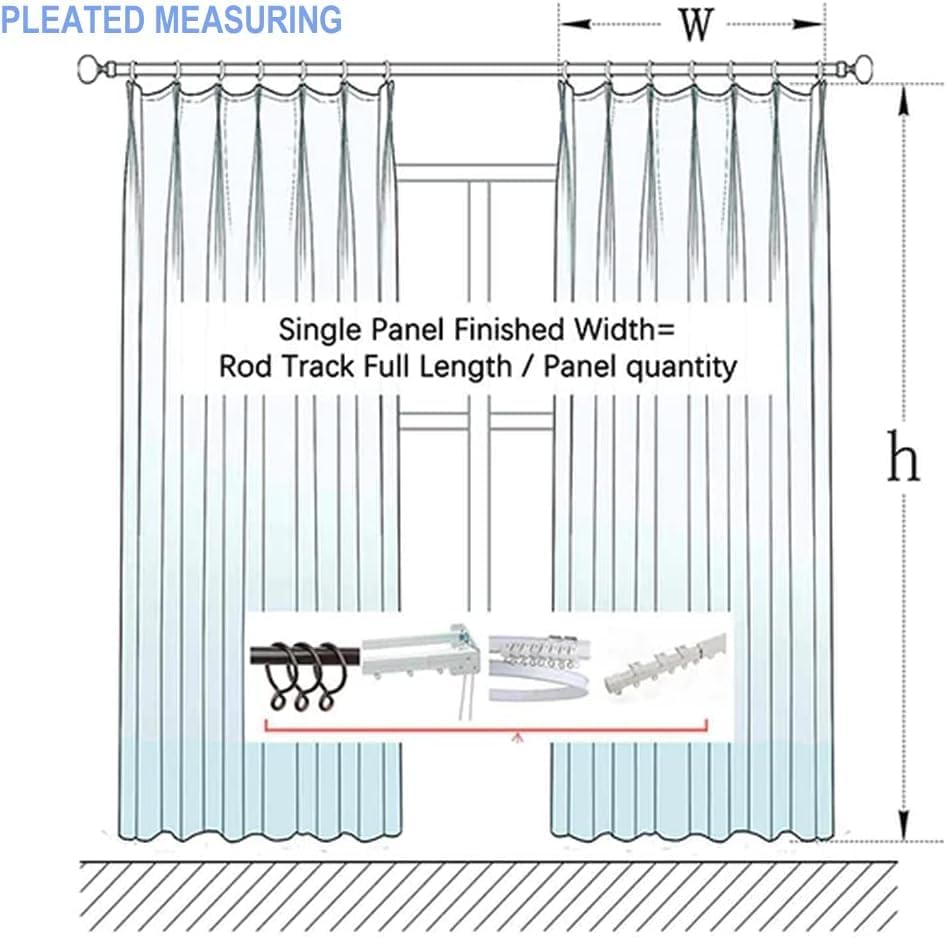 Miniatura 8 de TWOPAGES Cortina de lino plisada filtrante de luz con forro de privacidad de algodón para sala de estar, dormitorio, elegante y suave, 52 pulgadas