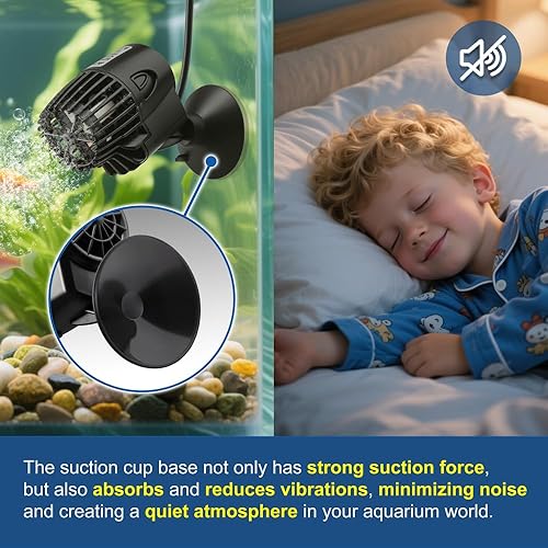 Miniatura 6 de 800GPH Mini bomba de circulación de acuario Ultra-silencioso Fish Tank Wave Maker con ventosa 360 grados giratorio acuario cabeza de energía