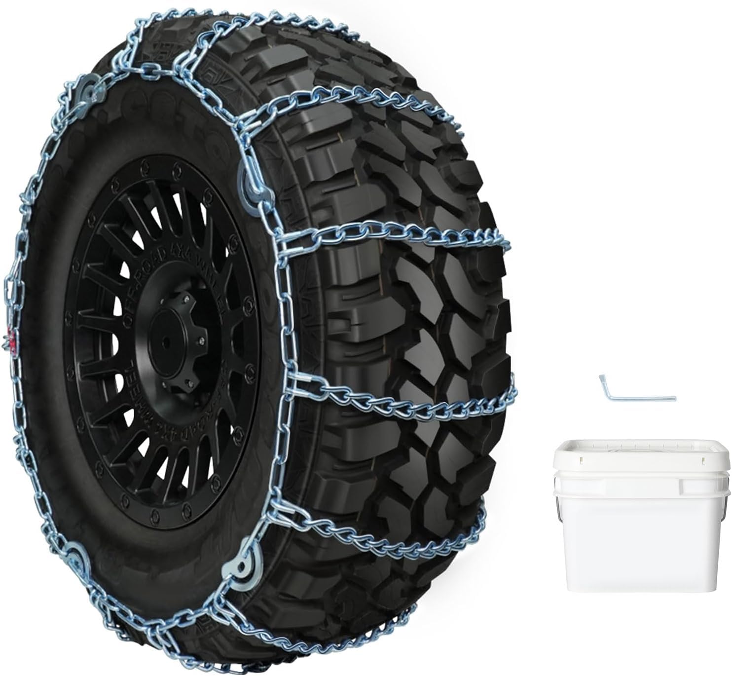 Snow Chains Auto Fixing for Passenger Car SUV Pickup Truck 1 Min Quick Fit Easy Installation Tire Chains Universal Emergency Tire Traction Chain - Set of 2 (QG2243CAM)