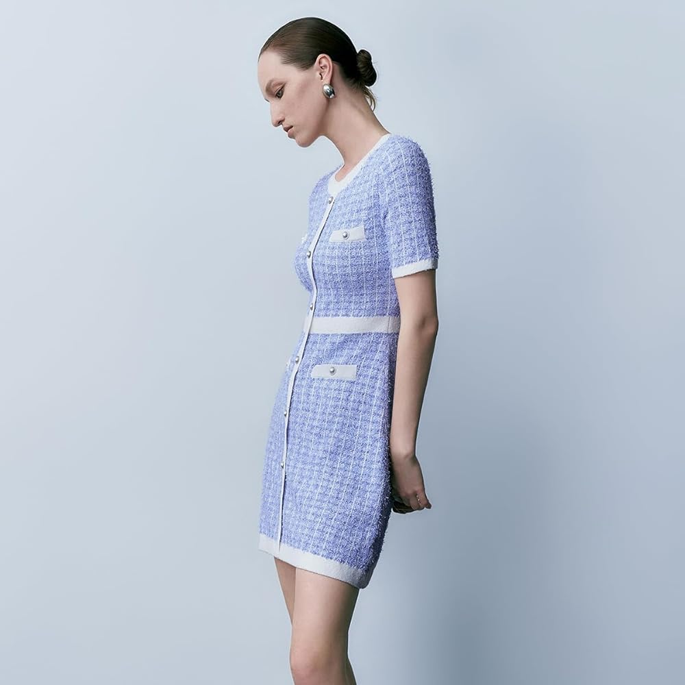 Amazon.com: URBAN REVIVO Women's Sweater Dress Knit Tweed Dress