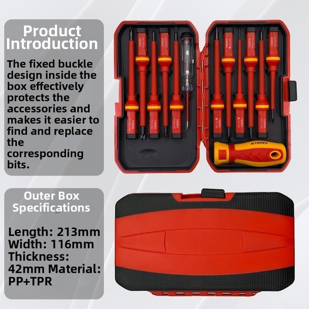 Jeu de tournevis isolés, 13 pièces pour cruciformes et têtes plates, outils résistants à la tension pour travaux électriques, kit d'électricien professionnel