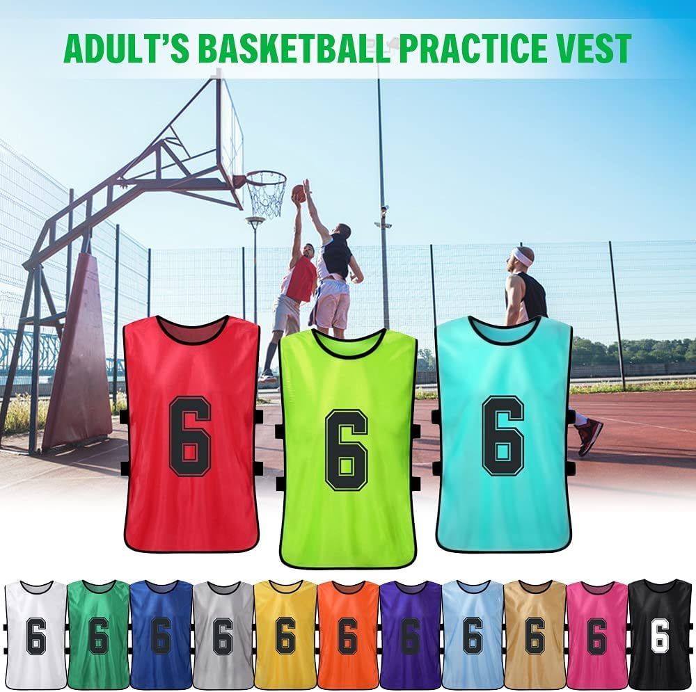 6 Pezzi Pettorine Allenamento Sport Gilet,Gilet Calcio per Bambini Adulti ,Pettorine Allenamento Sport Gilet per Bambini da Calcio Sports Bavaglini,Perfette per Calcio,Basket e Giochi di Squadra