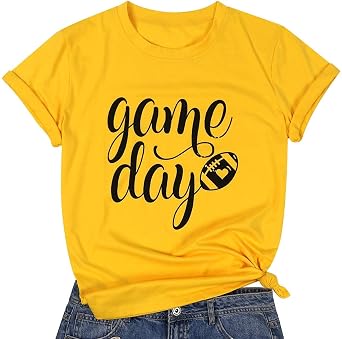 Game Day T Shirts Women Football Graphic Tee Funny Cute Competition Tshirt Casual Short Sleeve Tee Tops