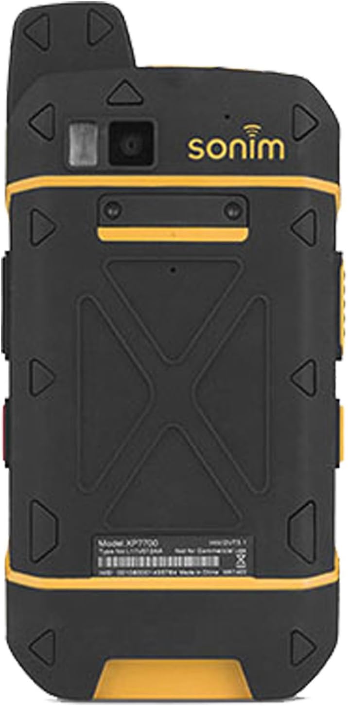 Nazad view of the Sonim XP7 smartphone, showing the rear camera, flash, and Sonim logo.