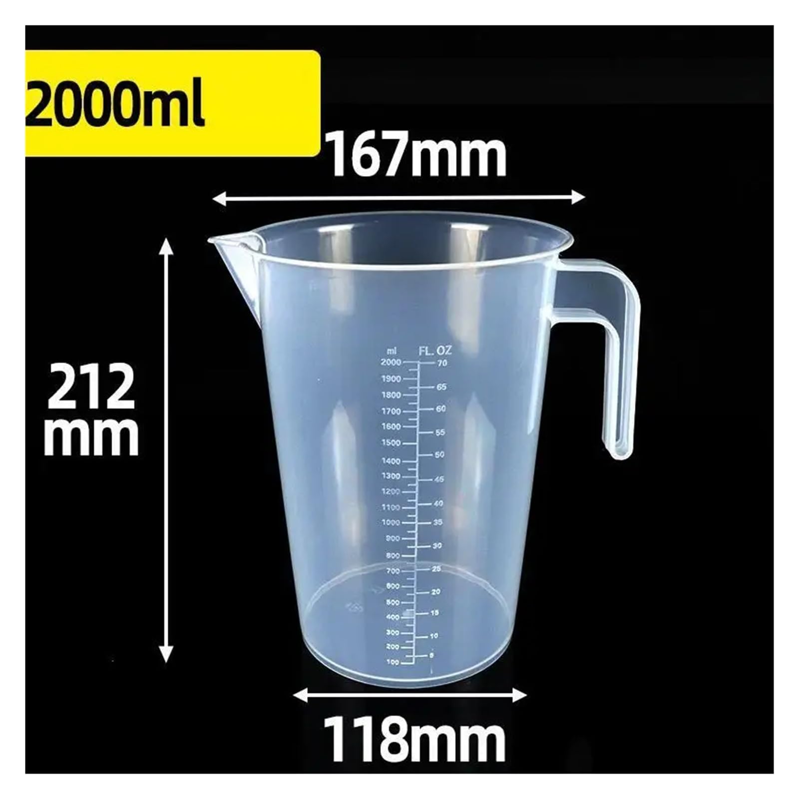 Vaso medidor graduado de plástico, gran capacidad, transparente con tapa, ideal for laboratorio. También sirve for mezclar y hornear.(5000ML)