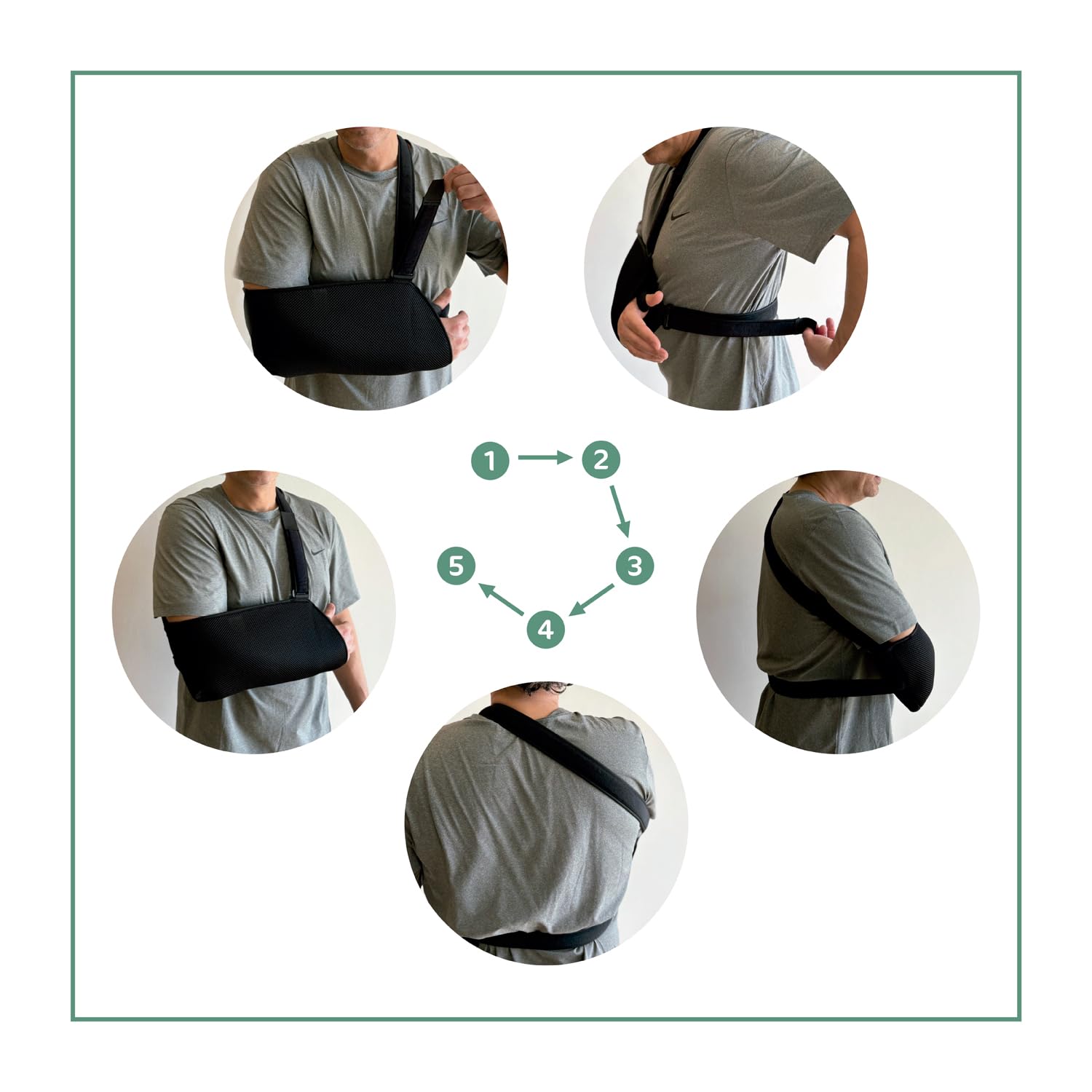 Écharpe Immobilisatrice Réglable pour Bras (Medium) | Sangle antirotation, bilatérale, épaule, respirante, noir