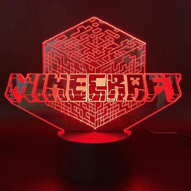 GEZHF 3D Led Night Light ecor Lamp with Remote and Touch Control with Gift Box for 1 2 3 4 5 6 7 10 Year Old Boys Girls Kids Minecraft Logo
