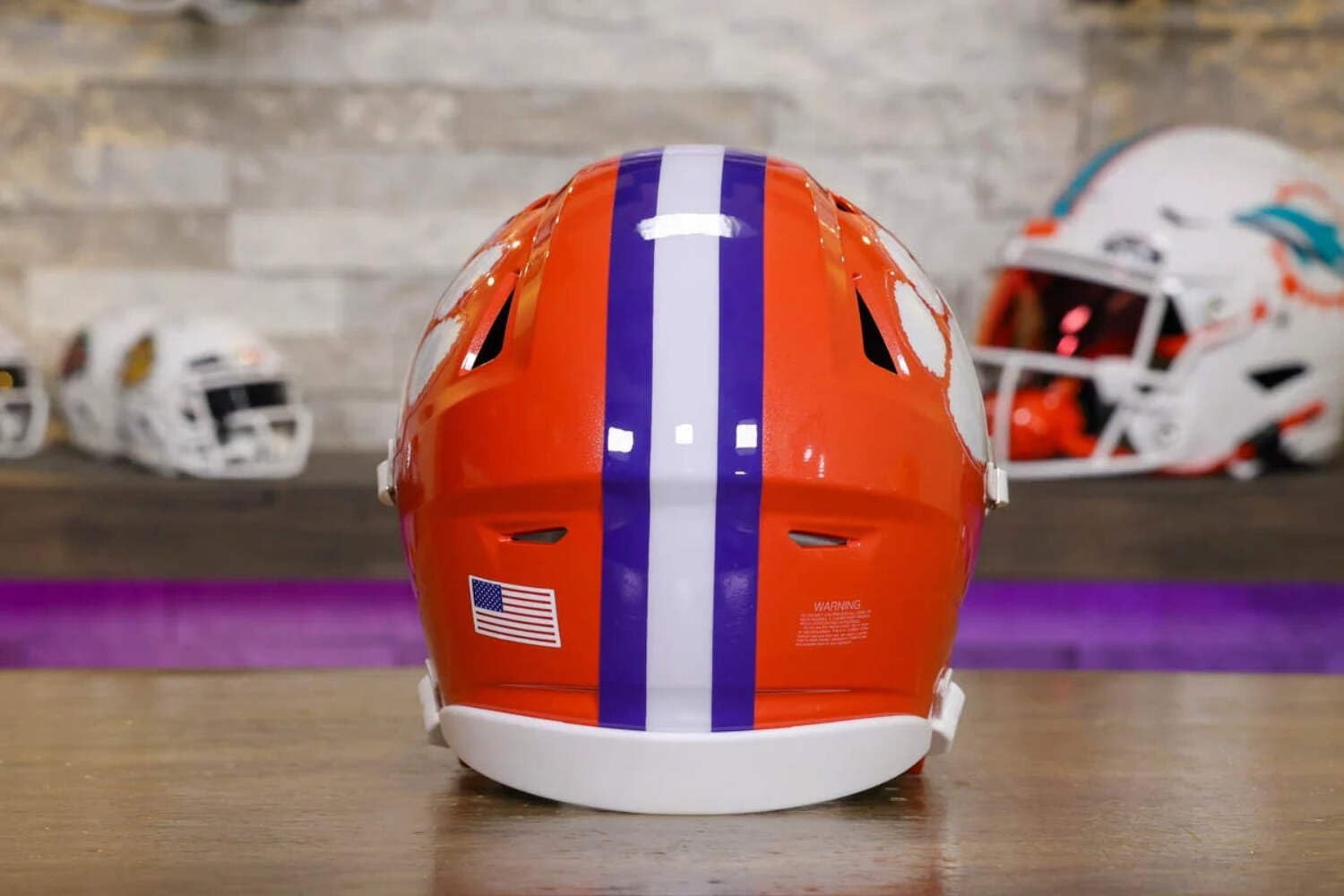 Clemson Mid-Size SpeedFlex Helmet - Tigers Fan Gear - with Free USA Flag Decal - Green Gridiron