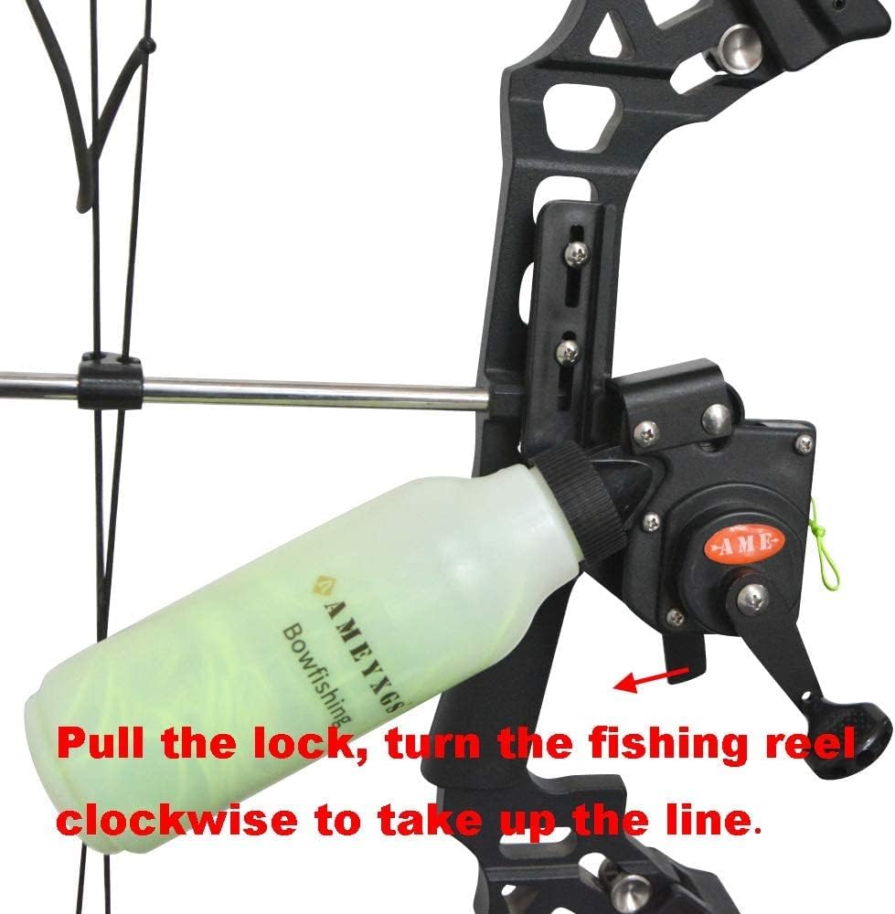 AMEYXGS 12 pcs Bowfishing Arrow and Bowfishing Reel Set Fishing Arrows with Broadheads and Safty Slides for Compound Bow and Recurve Bow Fishing Huntings