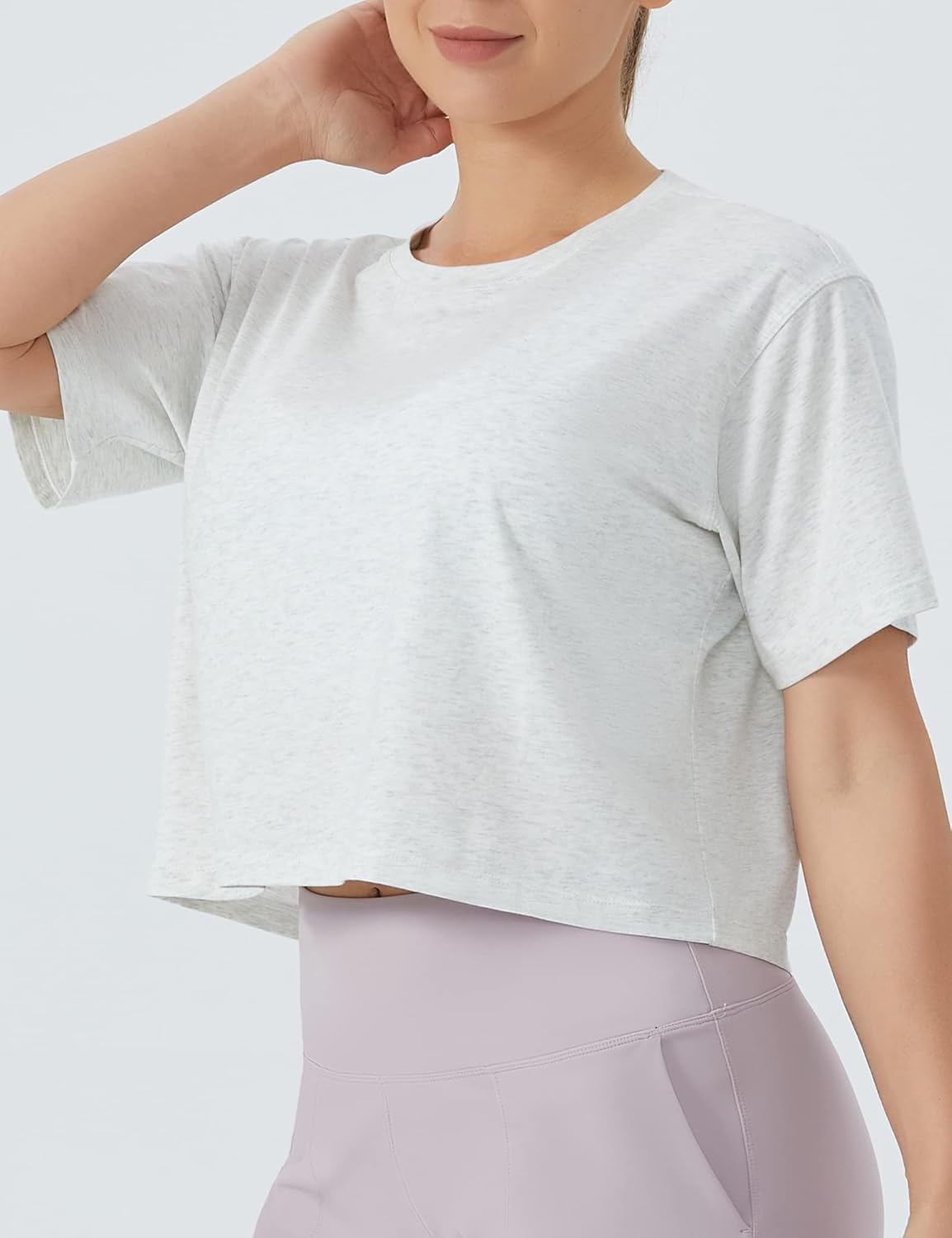 THE GYM PEOPLE Women's Workout Crop Top T-Shirt Short Sleeve Boxy Yoga Running Cropped Basic Tee - Image 2