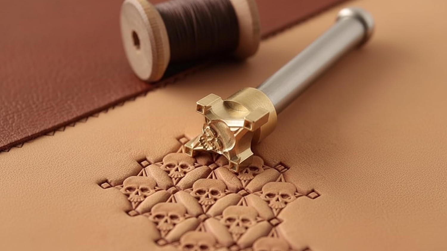 DandS ltd Skull Leather Stamp Tool, Professional Steel Craft Tool for Leatherworking, Embossing, Carving & Stamping Leather Projects, Belts Wallets & DIY Projects Compatible with Mallet #399