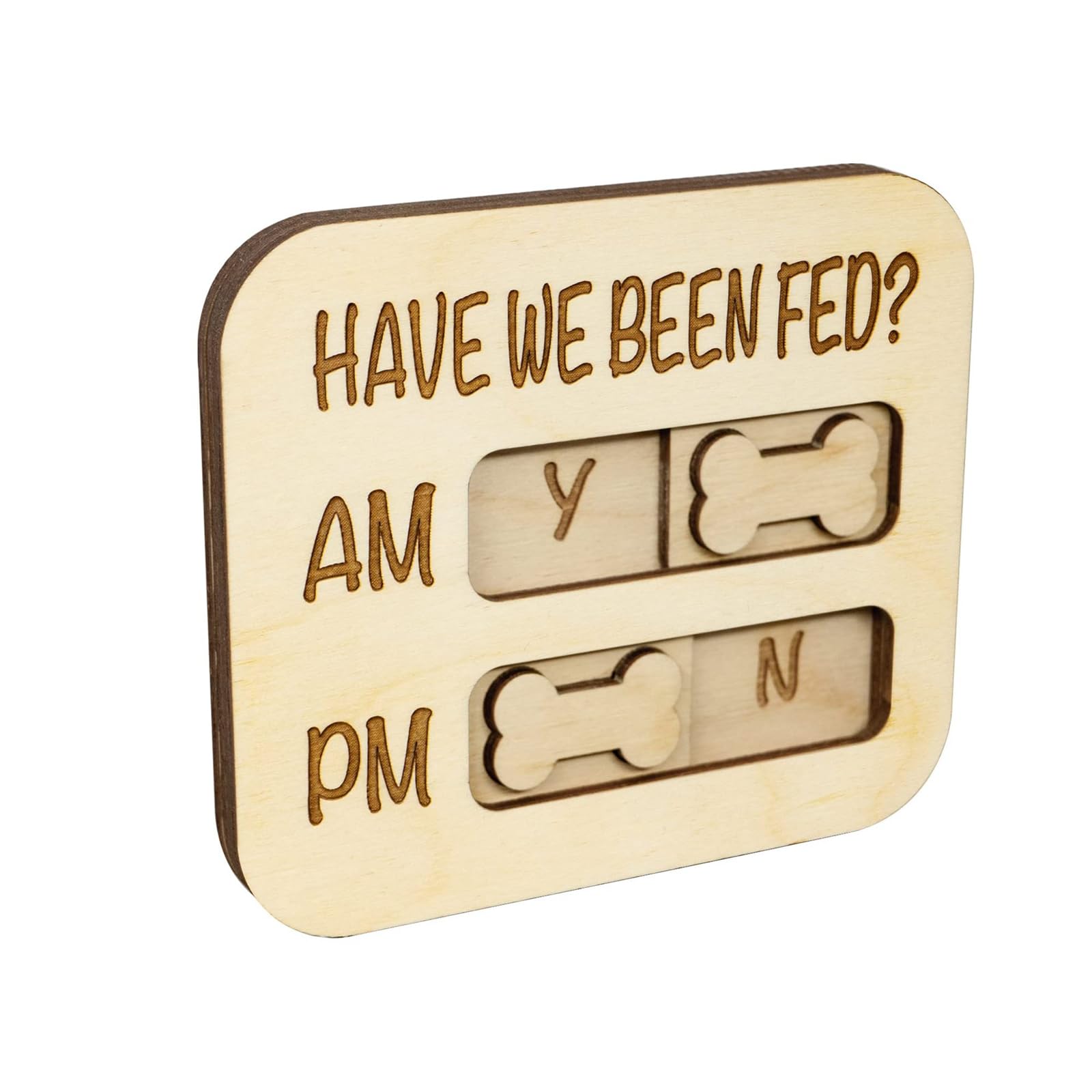 Have We Been Fed Sign, Wooden Feeding Reminder Tag, Creative Pet Feeding Decorations CatοΌ Feeding Reminder Pendant Dog Cat, Magnetic Notepads for Refrigerator (A)