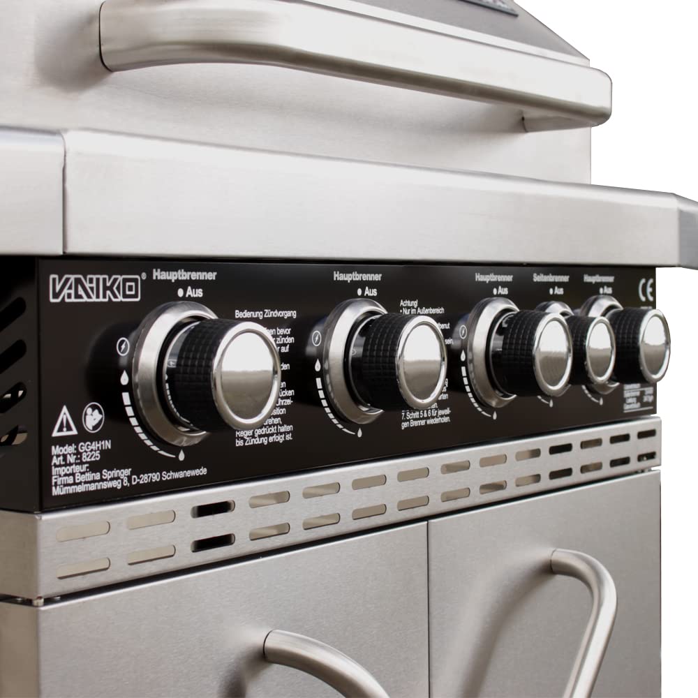 Chef 4 Gasgrill Echte Edelstahl Konstruktion Grillstation Grillwagen 4+1