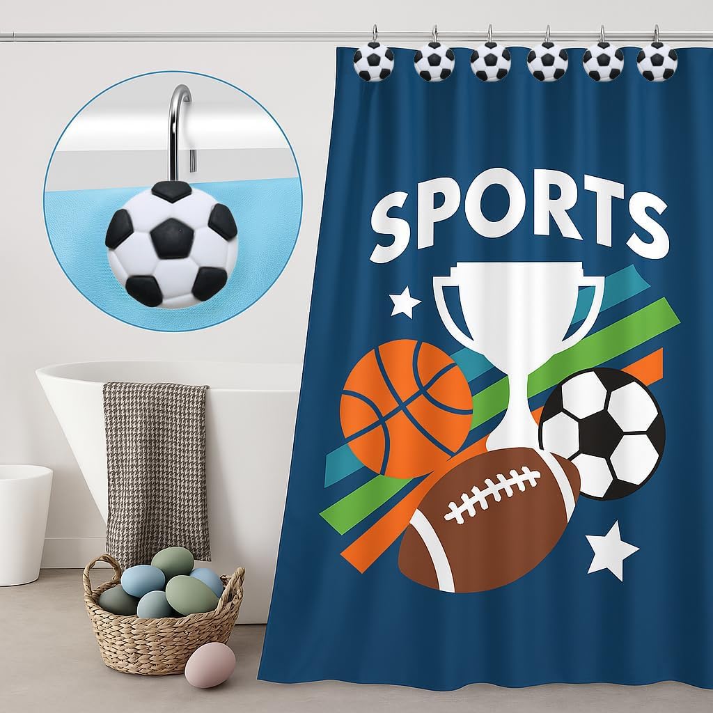Football Shower Hooks - Stainless Steel Set -5