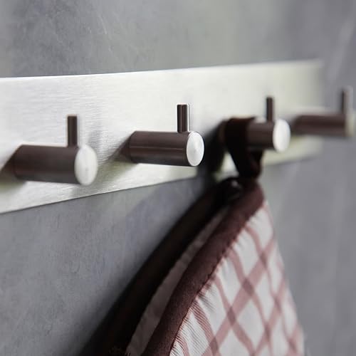 Miniatura 3 de Ganchos autoadhesivos para toallas de baño, níquel cepillado, para colgar en la pared, colgador de baño, pelar y mate, para abrigos de ducha, 4