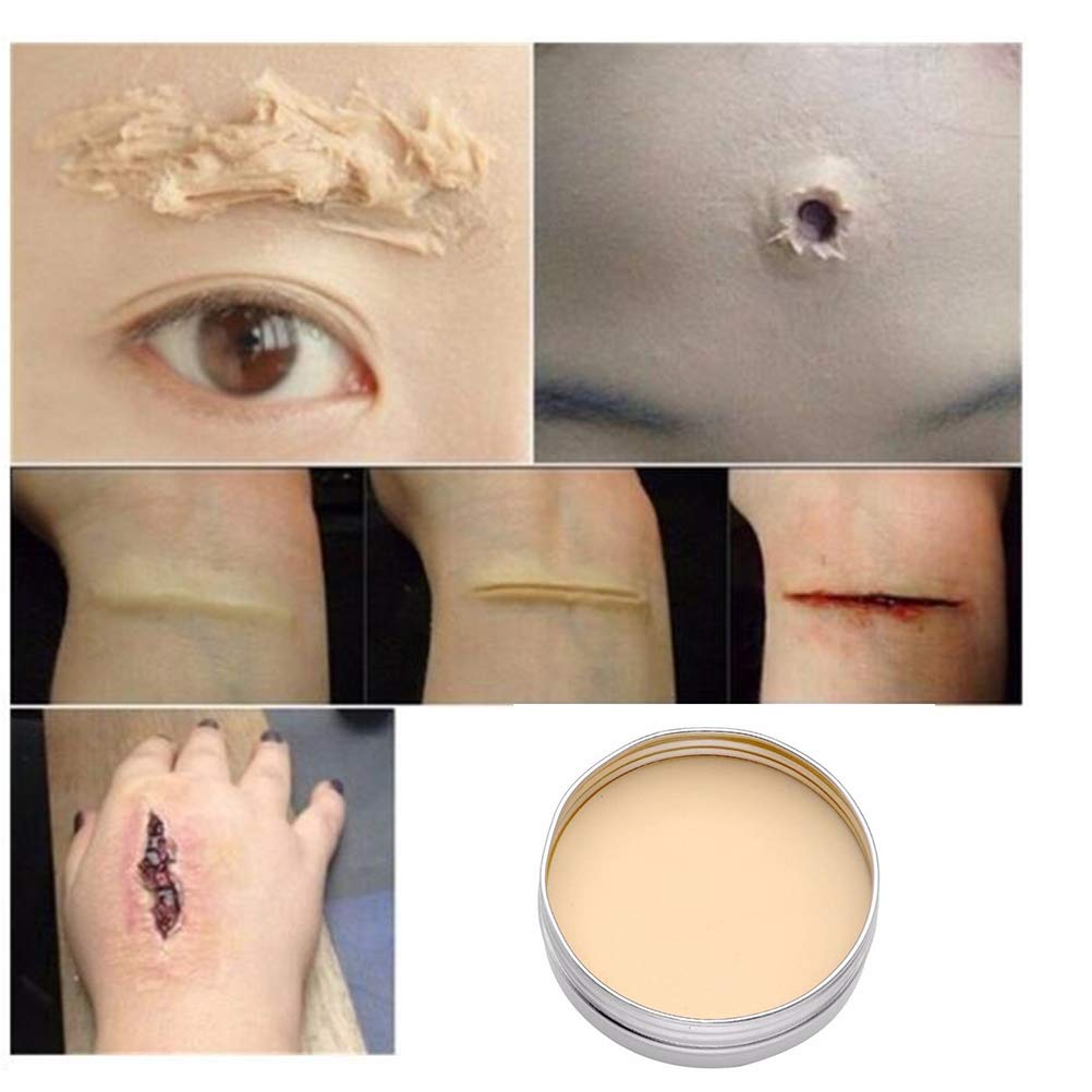 ZJchao Halloween Costume Wounds Makeup Prosthetic Wax Special Effects Cosmetics for Zombie Light Skin Tone 30G - Professional Face Body Scars Kit for Cosplay Party Supplies