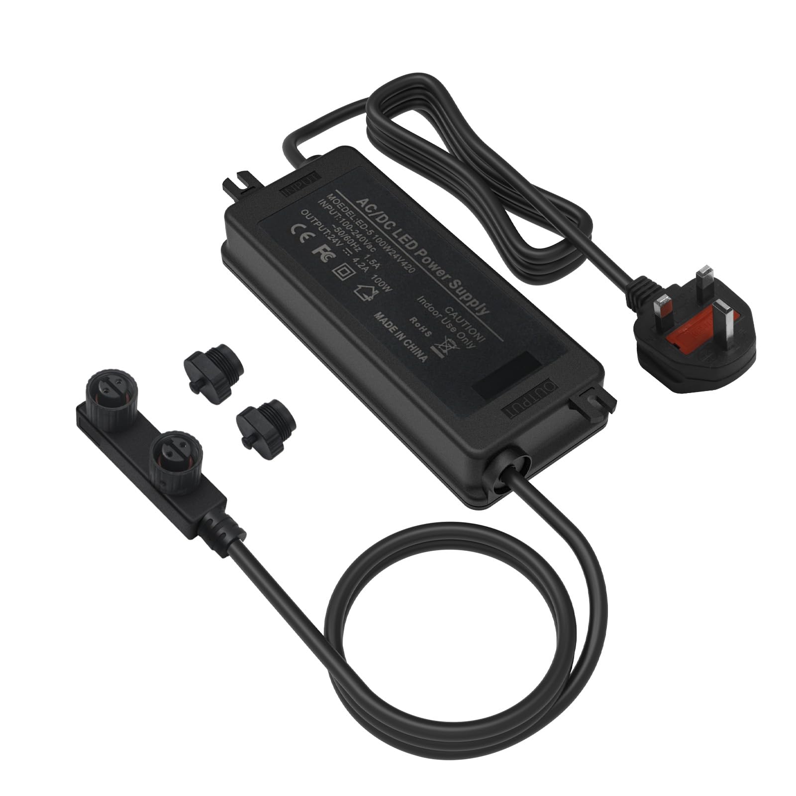 24v 2-Head Output Waterproof Power Supply Compatible with Philips Hue Outdoor Lighting - 100w, for Lily Spot for Lily Spot, Lily XL, Calla Pathway,lmpress Pedestaland lmpress Wall Lights.
