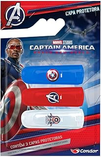Capa Protetora de Cerdas para Escova Dental Captain America Condor Blister 3 Unidades