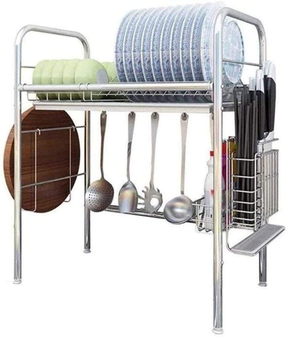 OGMOYT Dish Rack, Drain Rack Drying Racks Cutlery Dish Drainer Plastic Drip Tray, Chopstick Cutting Board Holder, Kitchen Utensil Storage Rack Plates Bowl Tableware