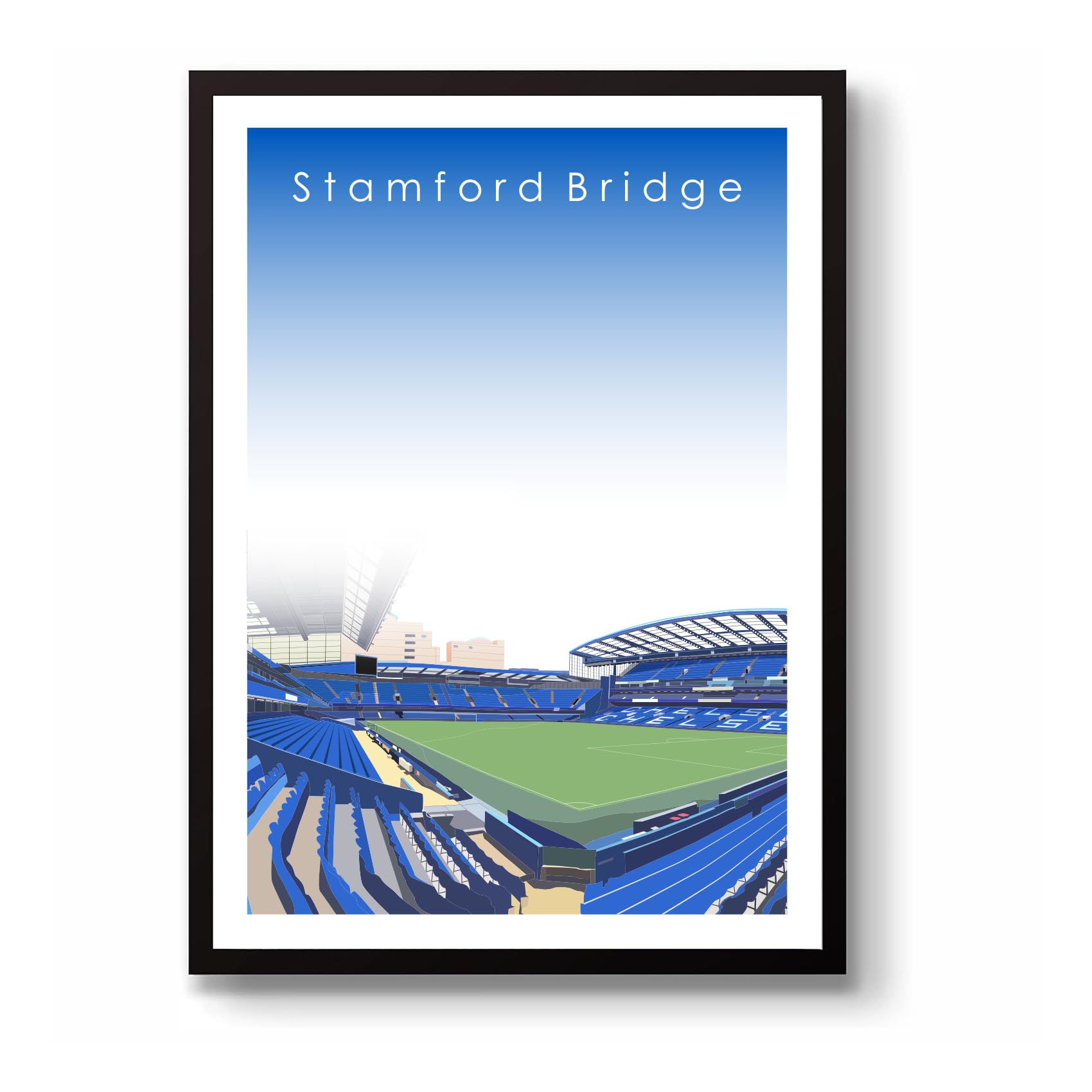 GroundDesigns CHELSEA FC Football Gift STAMFORD BRIDGE Stadium Art Unframed A3 Print CFC