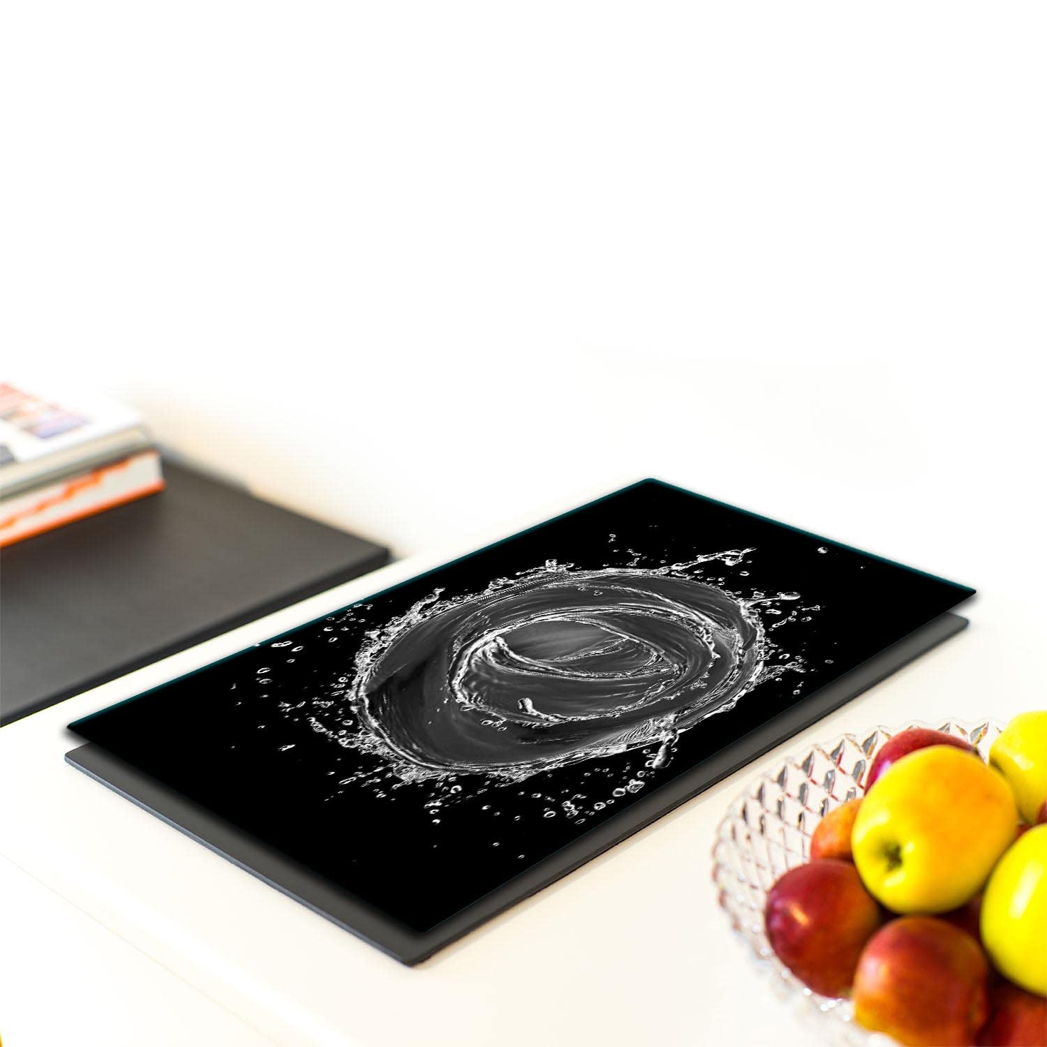 Copri Piano Cottura In Vetro Temperato TMK 40x52 Cm – Protezione Paraschizzi, Tagliere E Vassoio Da Portata – Design Moderno, Resistente Al Calore, Con Piedini In Silicone