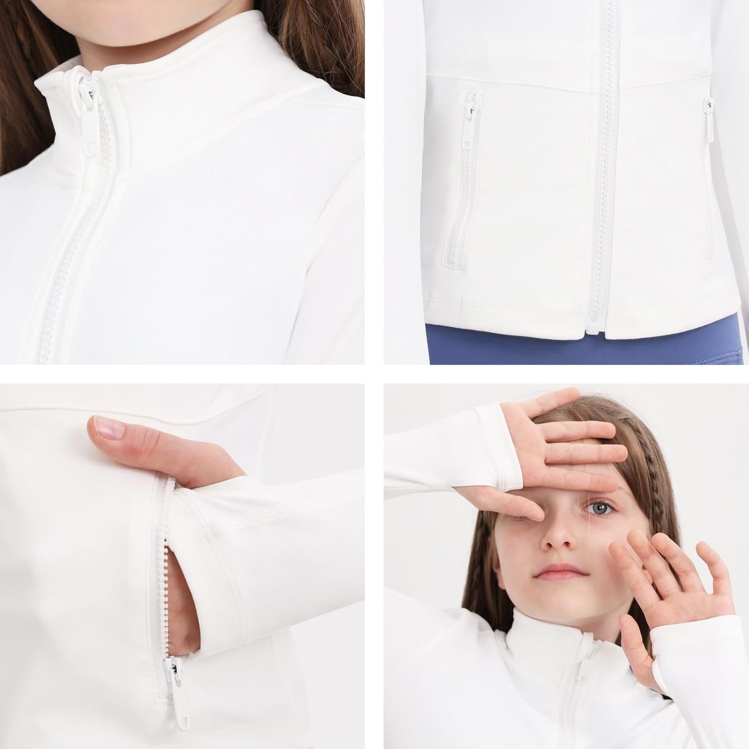 B&GCozy Girls Zip Up Jacket Horse Riding Shirts Athletic Yoga Lightweight Jackets for Girl 6-15 Years - Image 5