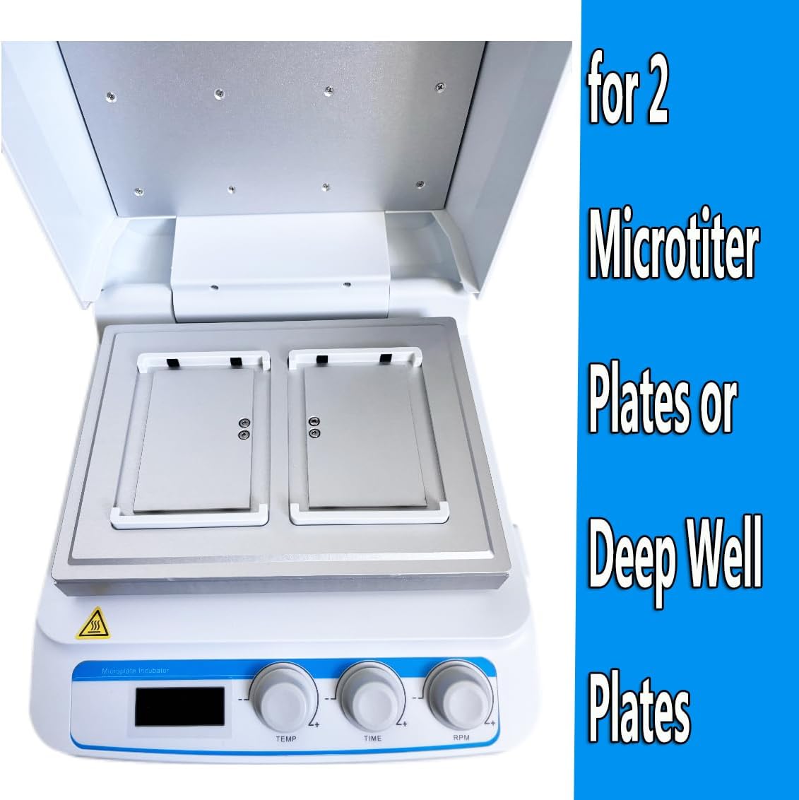 Microplate Thermo Incubator Microplate Shaker Mixer Capacity 2 Microtiter Plates or Deep Well Plates Speed Range 200 to 1600rpm Temperature Control Accuracy ≤±0.5°C