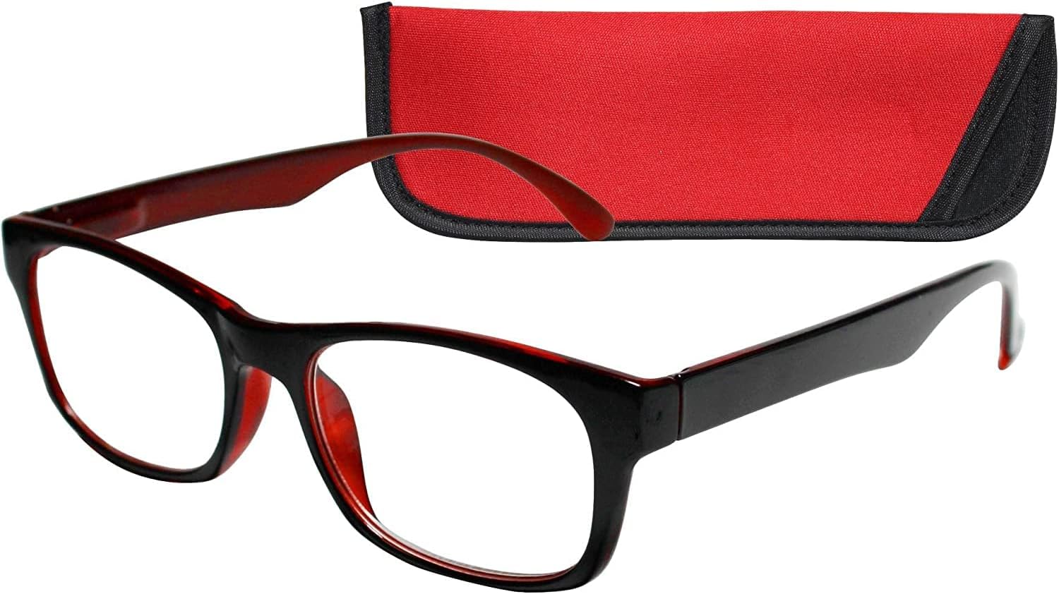 ICU Wink Black/Red Reading Glasses +2.00 Clothing