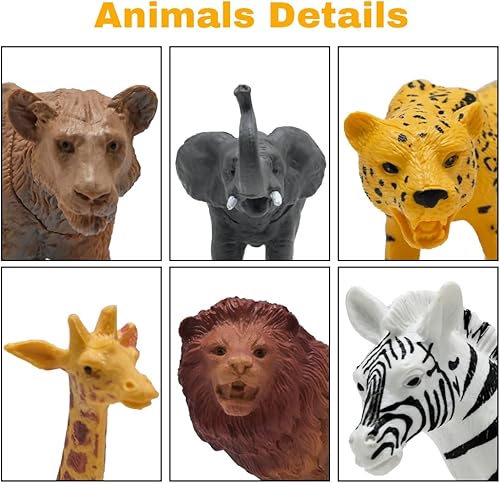 Miniatura 3 de Figuras de animales de safari gigantes 12 piezas de figuras de animales del zoológico africano juguete realista de animales de plástico salvaje con