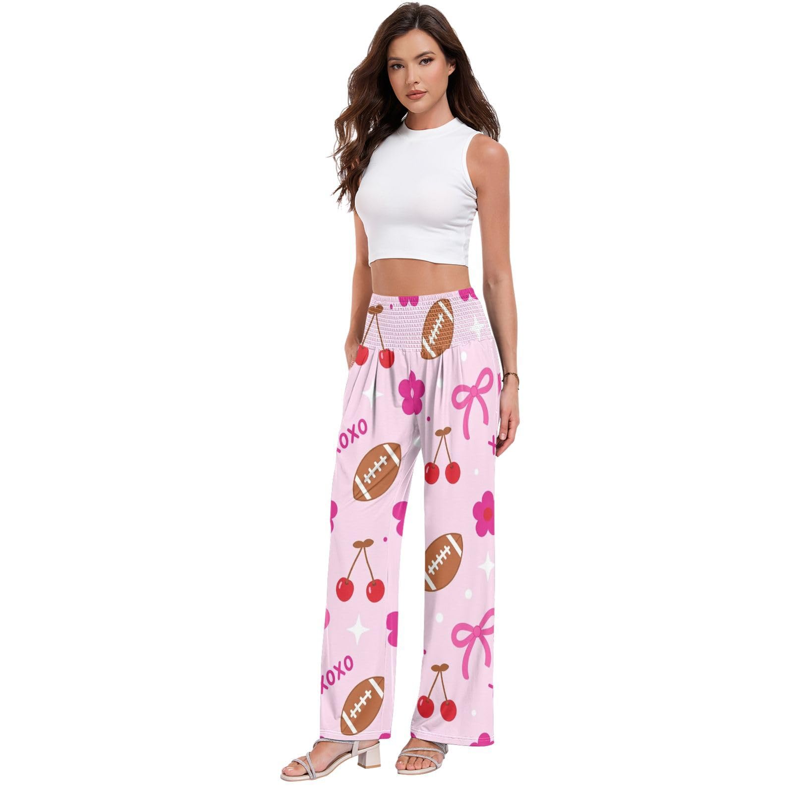 Cherry Football - Pantalones de yoga para mujer, resistentes a las arrugas, pantalones casuales de viaje