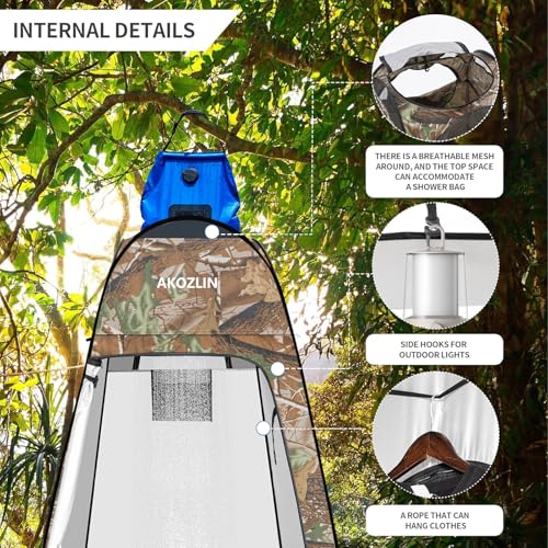 Image of AKOZLIN Portable Pop Up Shower Privacy Shelters Instant Tent Dressing Changing Outdoor Camping Toilet Tent Camouflage