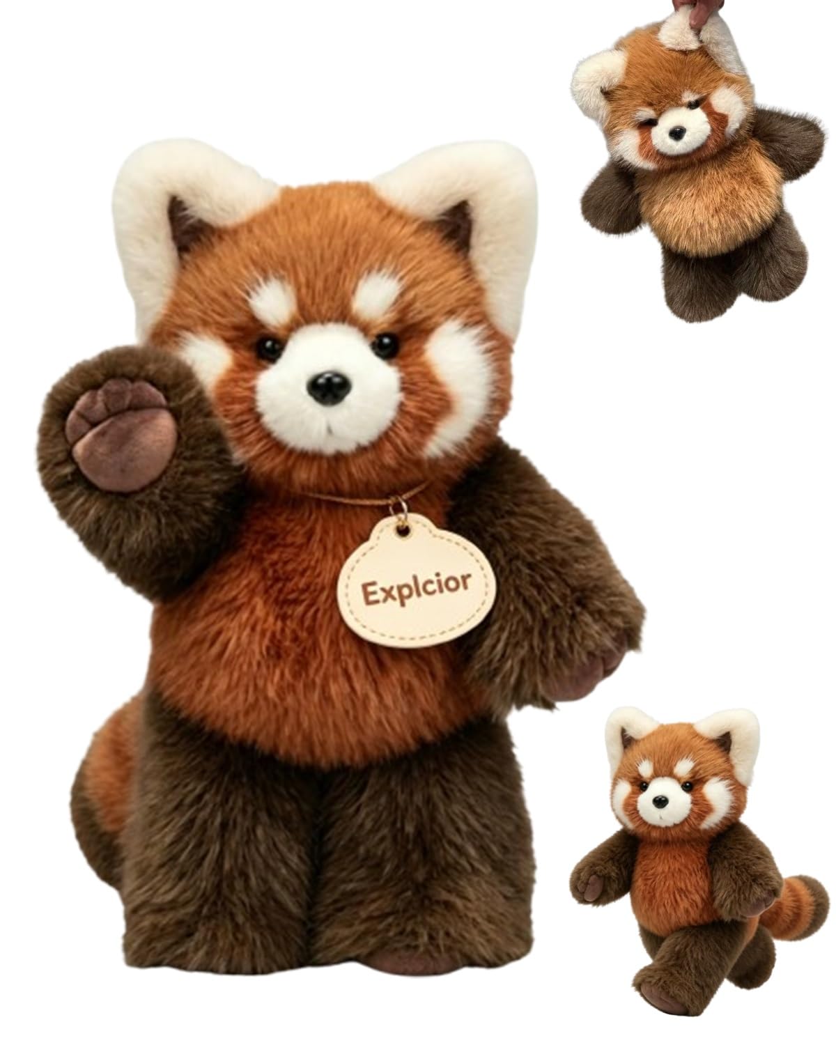 Explcior Running Plushie Stress Relief Red Panda Plush Toy 22in Soft Stuffed Animal Doll Cuddly Bear Hugging Pillow for Kids Adults Adorable Furry Panda Pillow for Stress Relief and Emotional Support