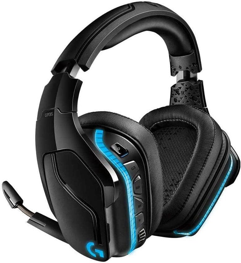 Logitech G935 Wireless DTS:X 7.1 Surround Sound LIGHTSYNC RGB PC Gaming Headset - Black, blue (Renewed)