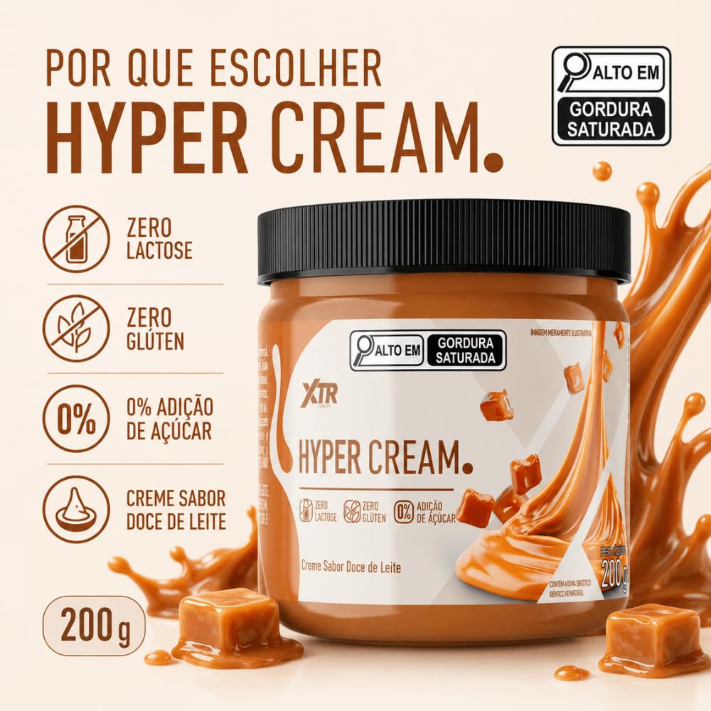 XTR For Life Hyper Cream Doce de Leite 200g, Creme Alimentício