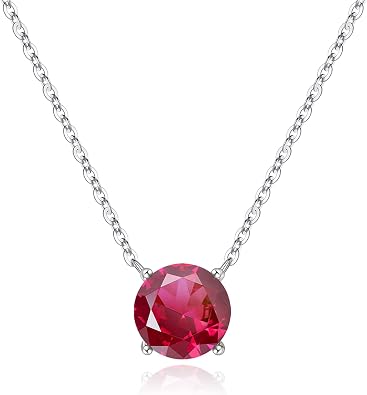 Ursilver Mothers Day Gifts - Birthstone Necklace for Women 925 Sterling Silver Round Birthstone Necklace Birthday Gifts 12 Months Necklaces for Women Jewelry Gift