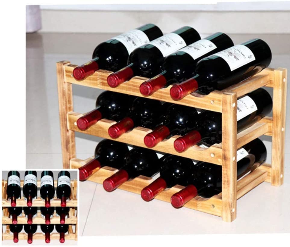 Soporte de vino de madera para 12 botellas miniatura 3