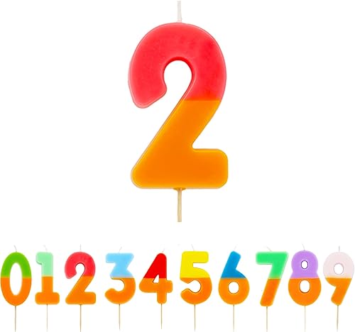 Miniatura 1 de Talking Tables Vela número 2 naranja y rosa para tartas  Decoración de pastel de cumpleaños para fiestas de niños, niñas, 2, fiesta 21, aniversario,