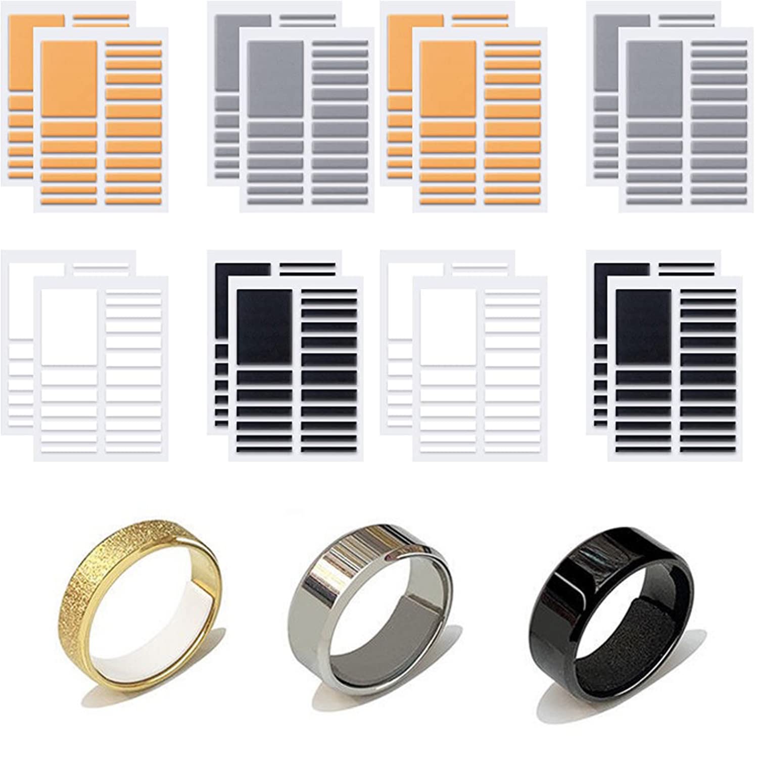 Yeesabella16 Sheets Ring Size Adjuster Invisible Ring Sizer Adjusters Spacer Ring Guard 304 PCS, 4 Colors
