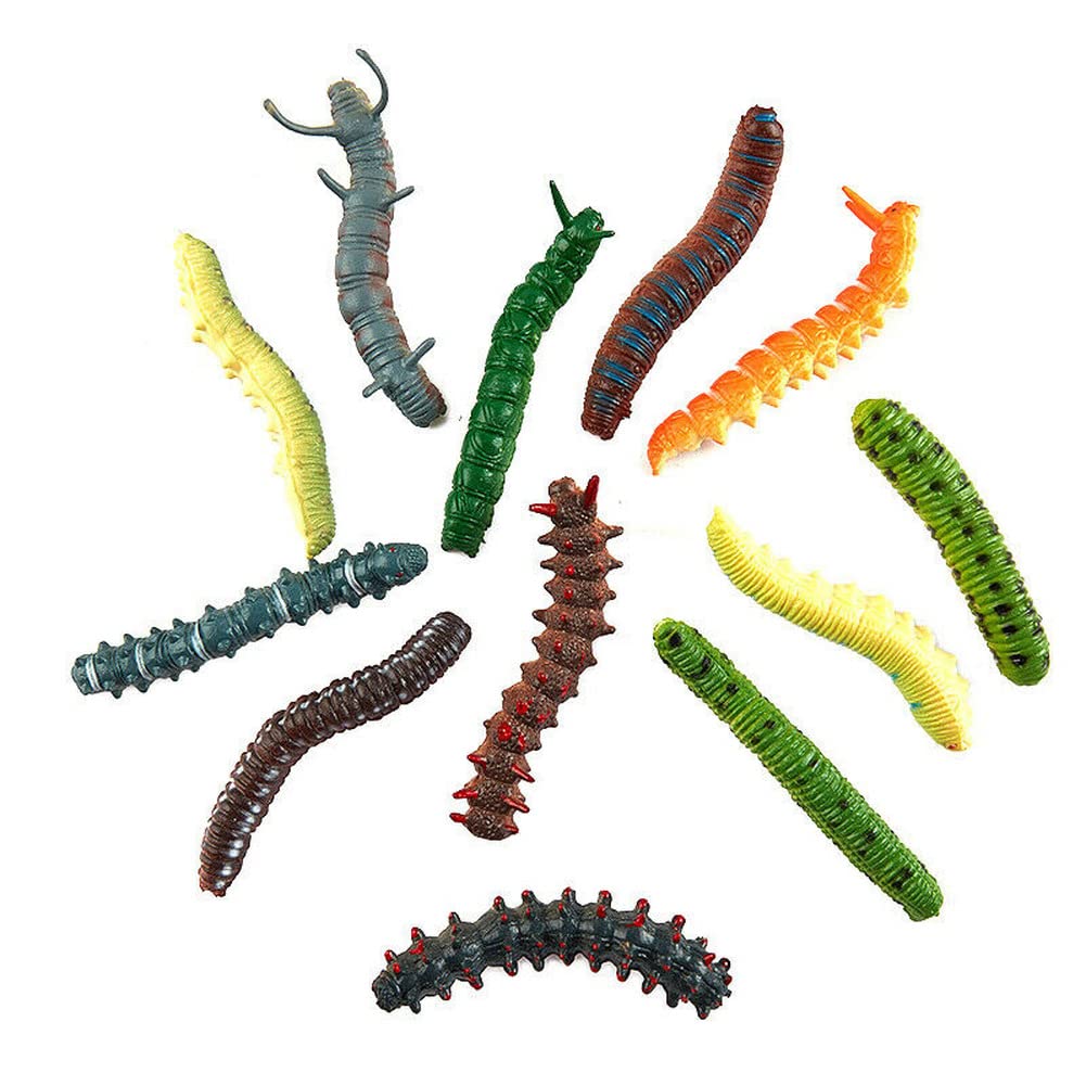 GPPX 6pcs Mixed Simulated Crawling Worm Caterpillar Insect Educational Trick Random Color