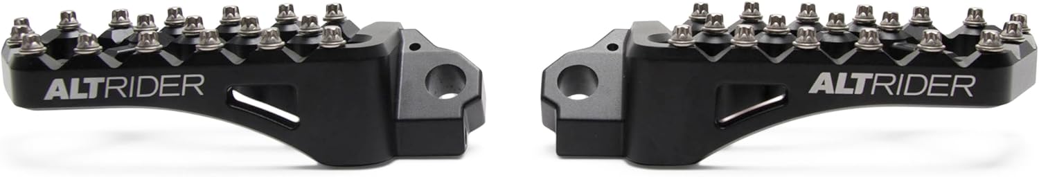 AltRider Adventure II Foot Pegs Compatible With Yamaha/KTM/Husqvarna/GasGas Models - Heavy Duty Design - Boot Friendly, High Traction Cleats for Stability & Grip, Adjustable Camber & Height - Black