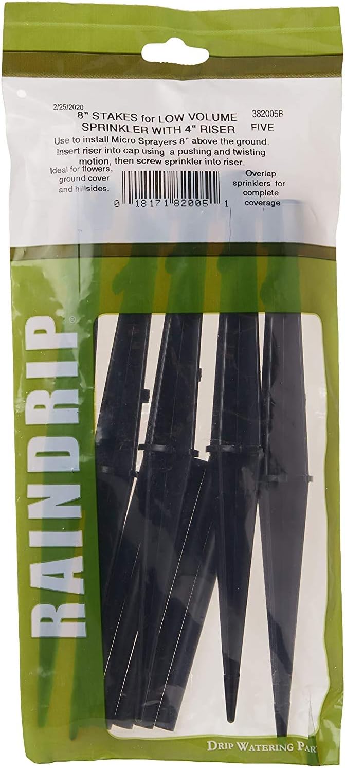 Raindrip 382005B Heavy-Duty Support Stake for, Pack of 4, Black