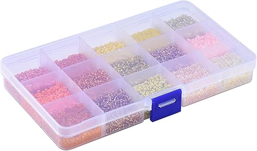 Miniatura 2 de Gocelyn Cuentas de cristal de 0.118 pulgadas para hacer pulseras, collares, colores mezclados, pequeñas cuentas de poni, kit surtido con caja de